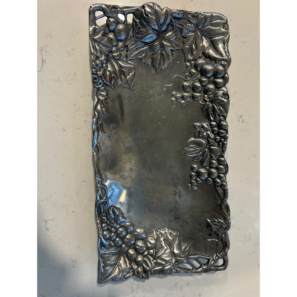 Vintage Arthur Court 1996 Grape Vine Aluminum Serving Tray Platter Rectangular